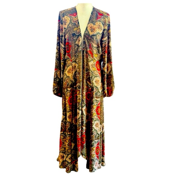 Express ladies, long sleeve maxi, sheer cover-up size large, NWT Paisley - Picture 1 of 16